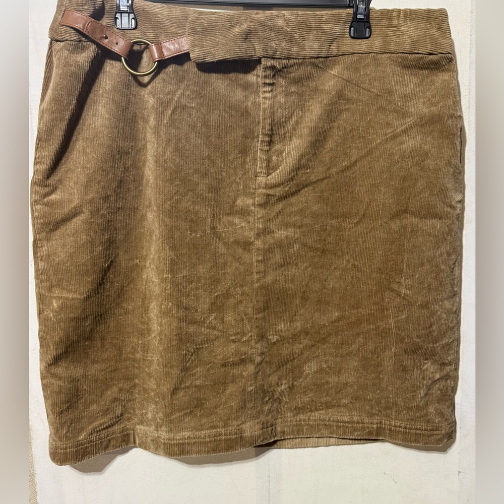 American Living Tan Corduroy Pencil Skirt with Belt Size-16